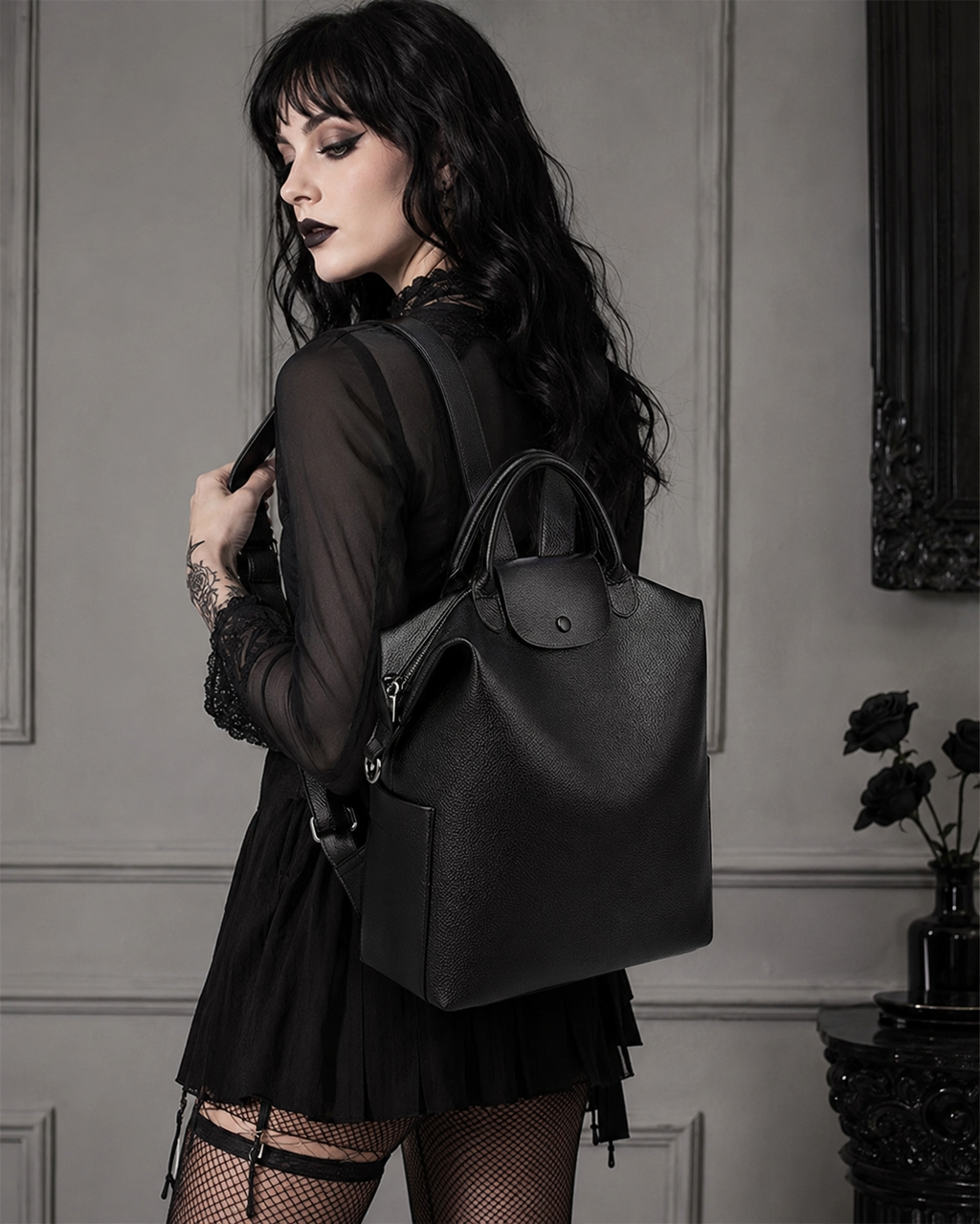 Midnight Carryall Convertible Leather Bag