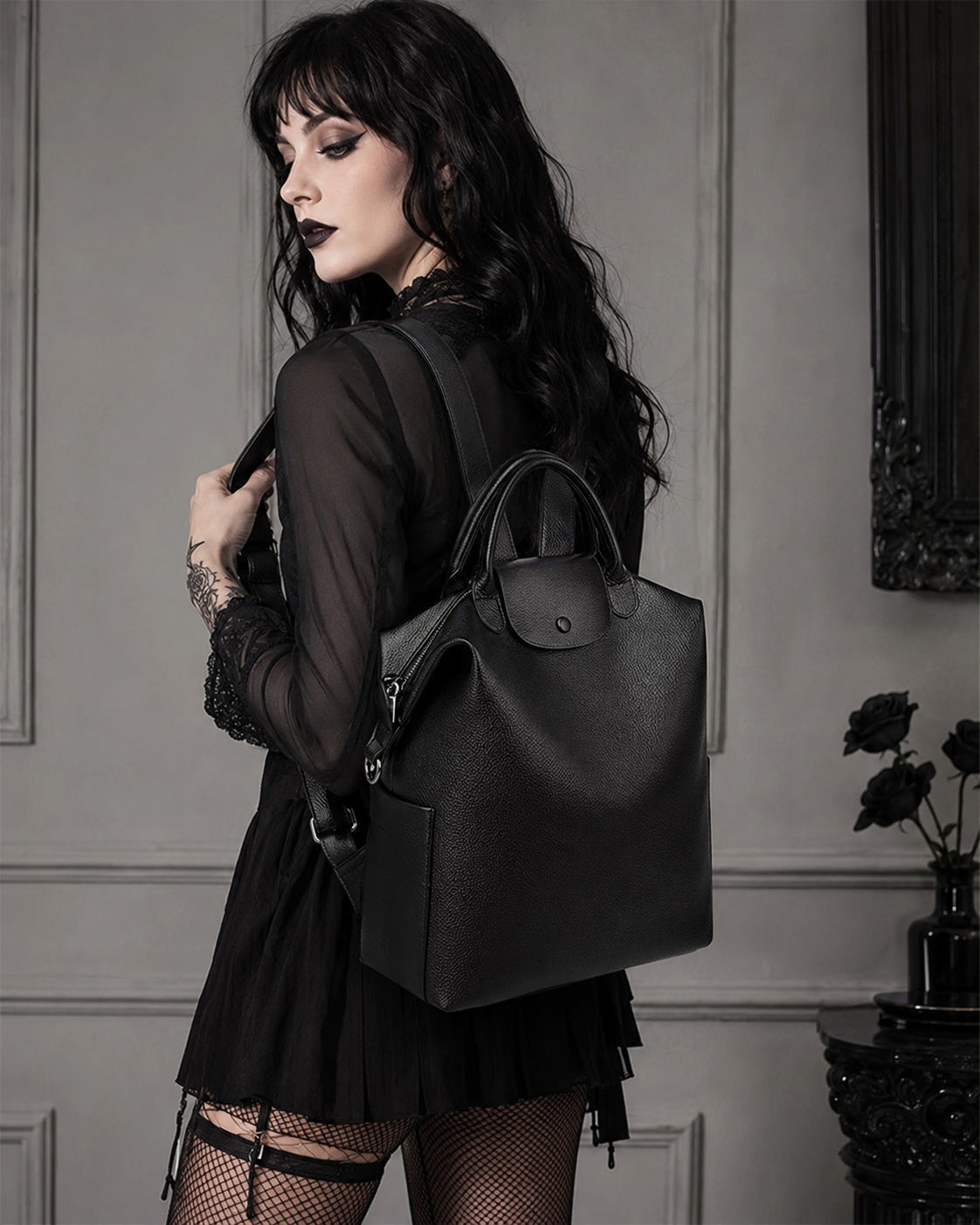 Midnight Carryall Convertible Leather Bag