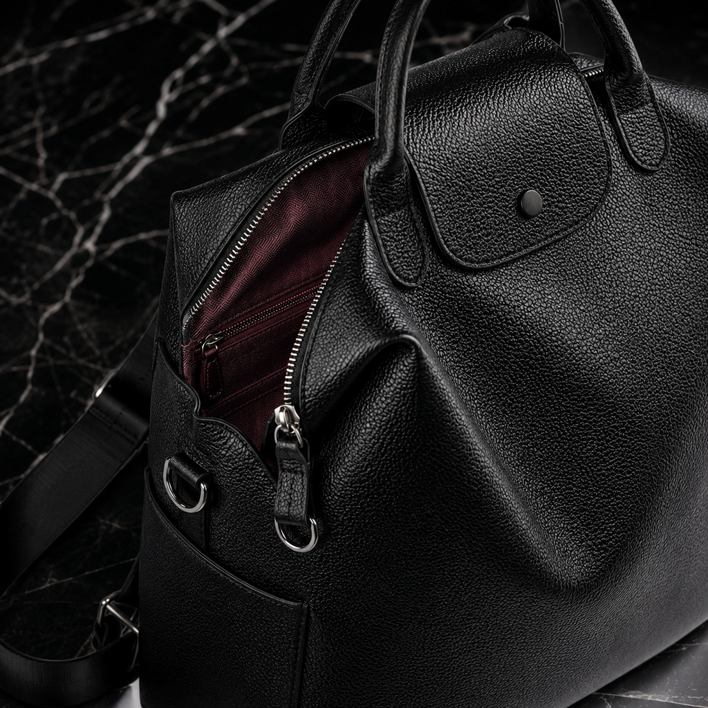 Midnight Carryall Convertible Leather Bag