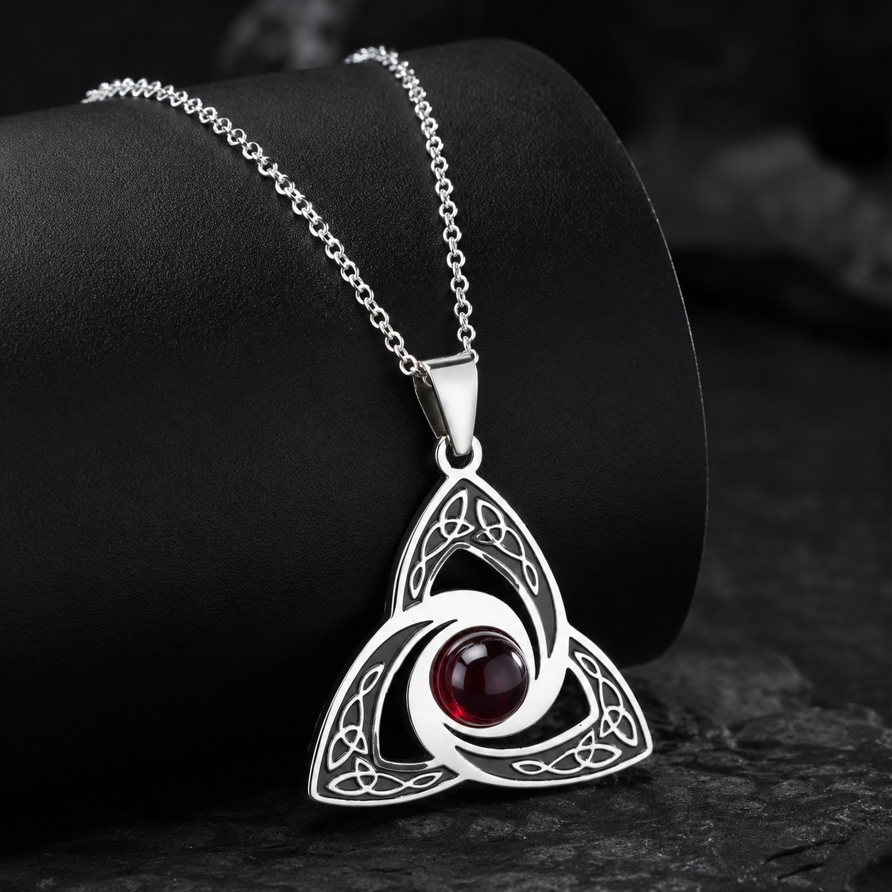 The Crimson Triquetra Pendant