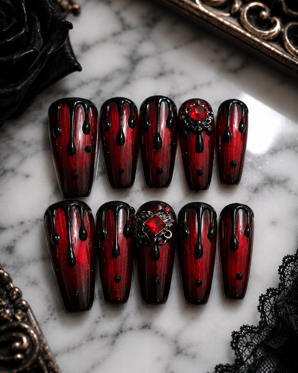 Crimson Veil Nailset